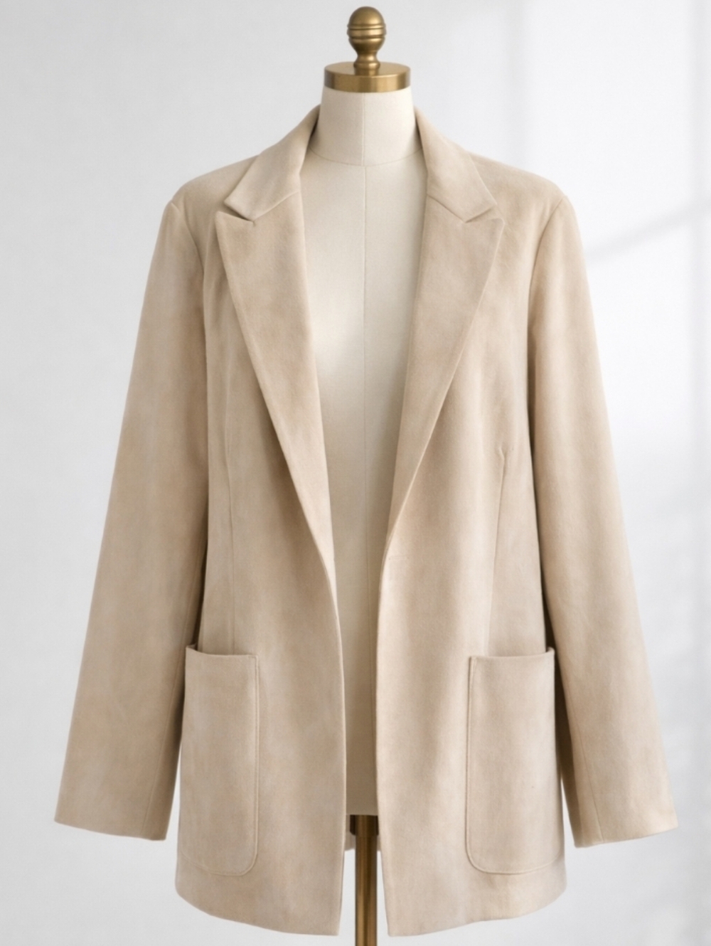Premise Woman Faux Suede Jacket Blazer 2X Tan Chamois Soft Neutral